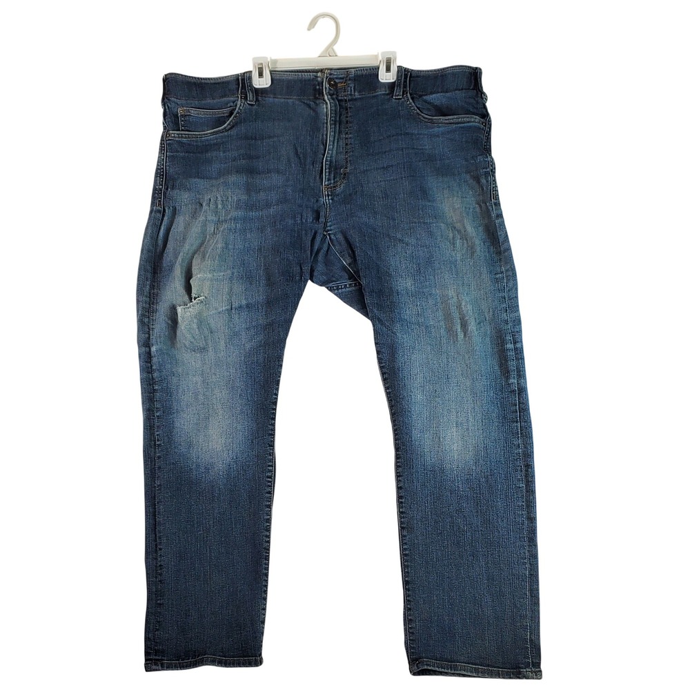 Lee Extreme Motion Mens Straight Leg Jeans Blue Medium Wash Stretch 42x30